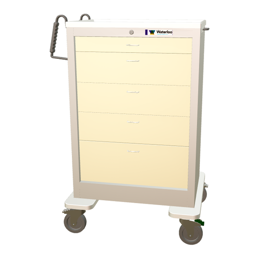 Waterloo Steel 6 Drawer X-Tall Treatment Cart, Light Gray Exterior w/ Natural Drawers, Key Lock, UXGKU-333669-NTL