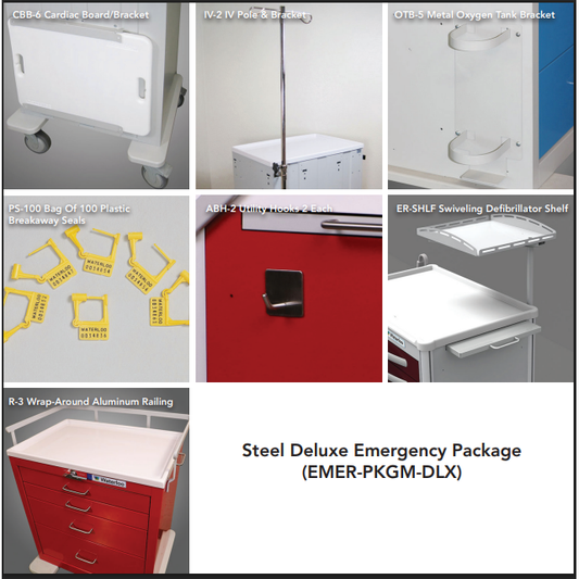 Waterloo Deluxe Emergency Accessory Package for Aluminum Full-Size Unicarts, EMER-PKGA-DLX, EMER-PKGM-DLX