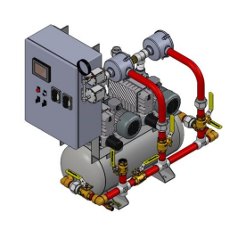 EMSE Duplex 3HP Lubricated Rotary Vane 3Ph Medical Vacuum System, 1DLV3HT30-DV