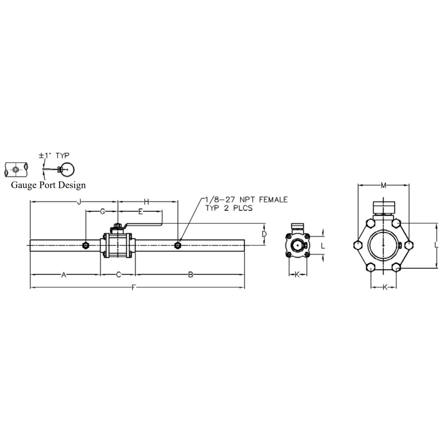 Tri-Tech Medical 1" Ball Valve w/ Lock Handle 55-04LH
