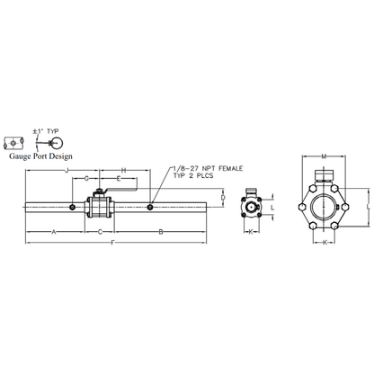 Tri-Tech Medical 1" Ball Valve w/ Lock Handle 55-04LH