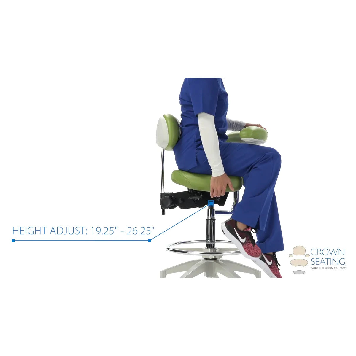 Crown Seating Denver C130AB Saddle Assistant Stool with Back, C130AB