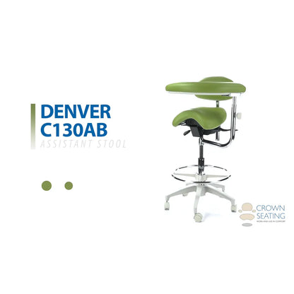 Crown Seating Denver C130AB Saddle Assistant Stool with Back, C130AB