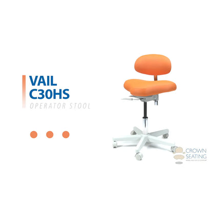 Crown Seating Vail C30HS Hygienist Stool - Small Hybrid Saddle, C30HS