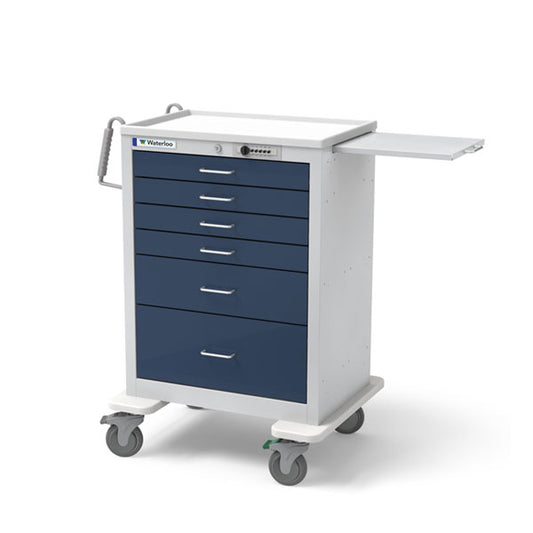 Waterloo Steel 6 Drawer Tall Anesthesia Cart, Dark Blue, Simplex Lock, UTGSU-333369-DKB
