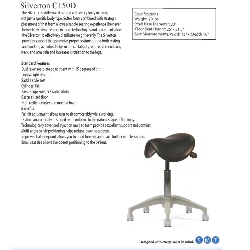 Crown Seating Silverton C150D Perfect Lite Operator Saddle Stool, C150D