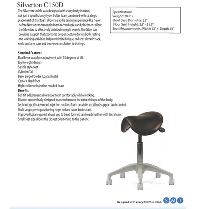 Crown Seating Silverton C150D Perfect Lite Operator Saddle Stool, C150D