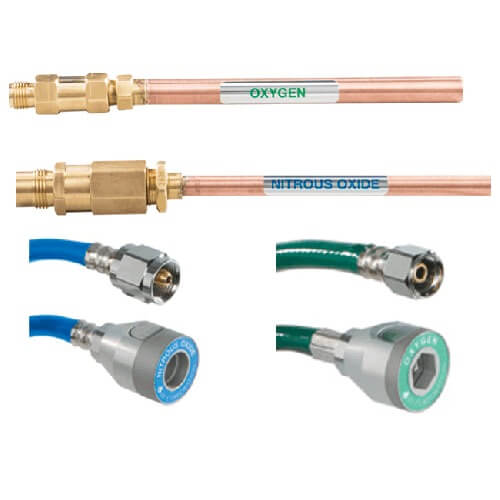 Belmed V700 O2/N2O Risers with Check Valves (Porter/Accutron Q.C.)