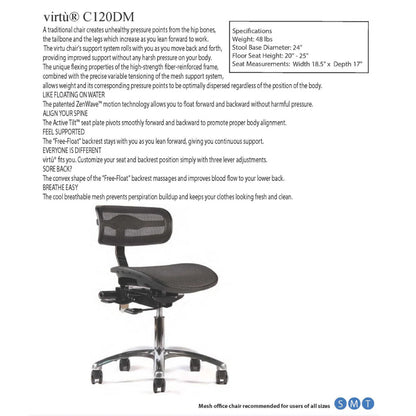 Crown Seating virtu C120 Mesh Operator Stool (Midnight), C120DM