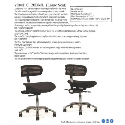 Crown Seating virtu C120 Large Mesh Operator Stool (Midnight), C120DML