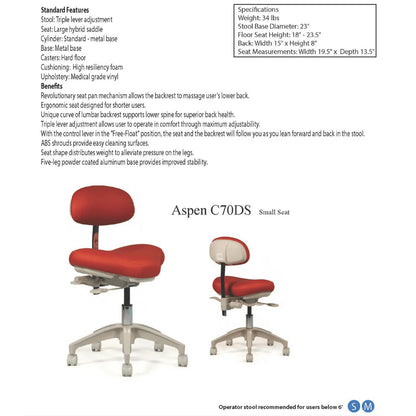 Crown Seating Aspen C70DS Operator Stool - Small Hybrid Saddle, C70DS