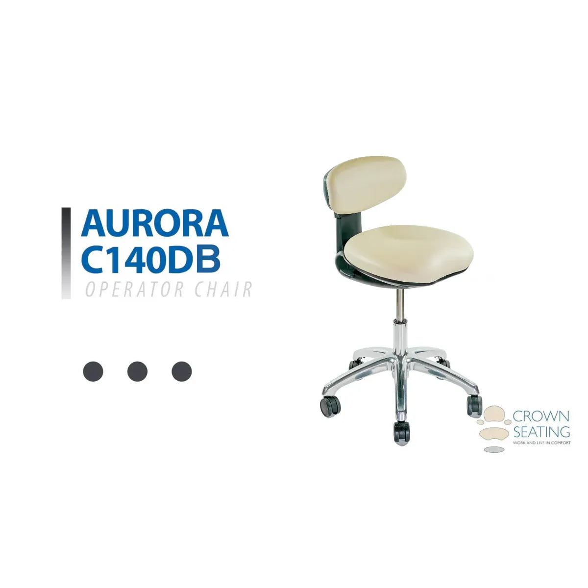 Crown Seating Aurora C140DB Modern Operator Stool (Black ABS), C140DB