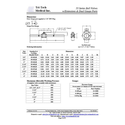 Tri-Tech 1" Ball Valve W/ Lock Handle