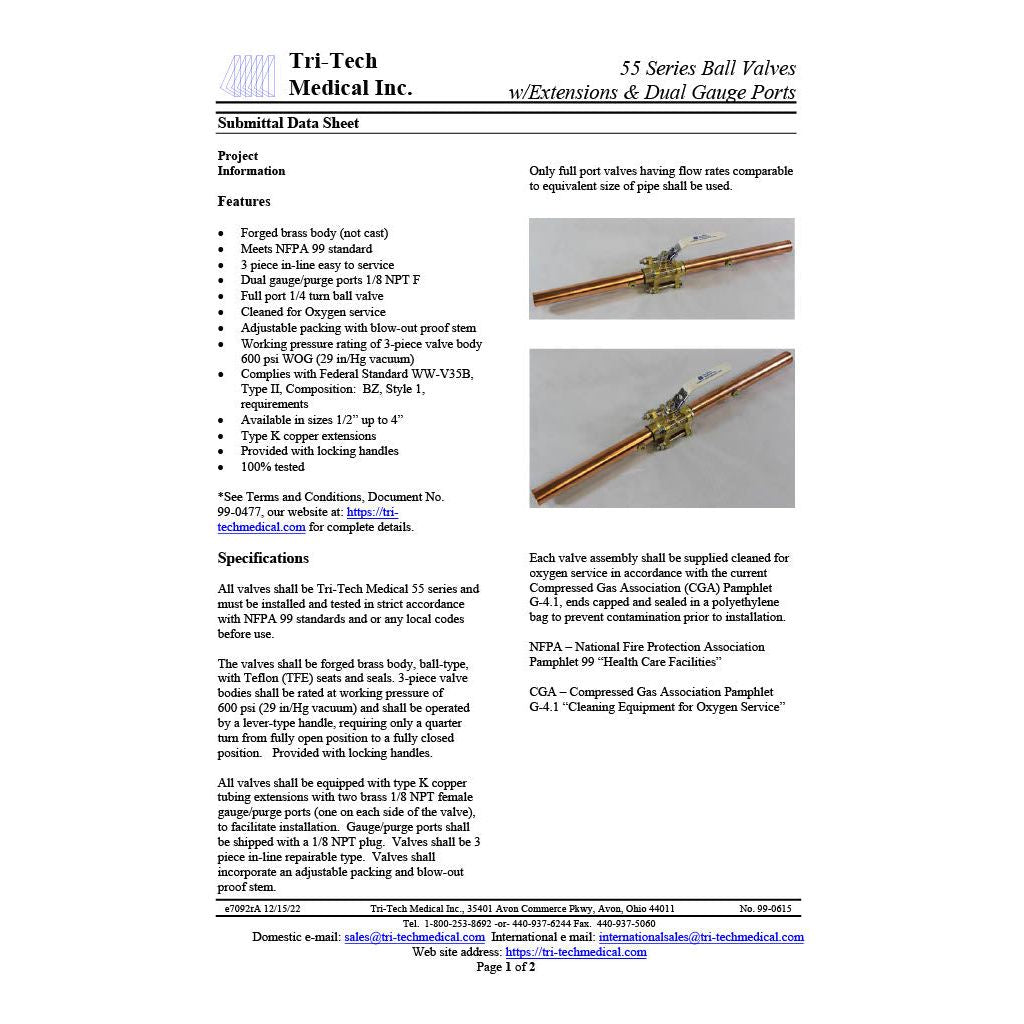 Tri-Tech 1" Ball Valve W/ Lock Handle