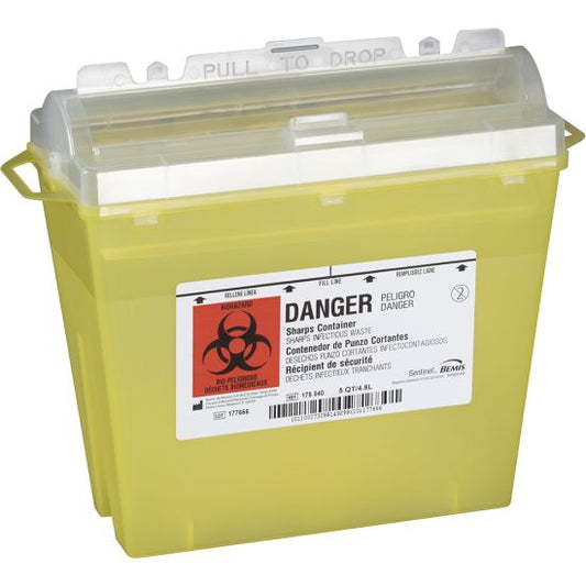 Bemis 5 Quart Sharps Container, Translucent Yellow, 175 040