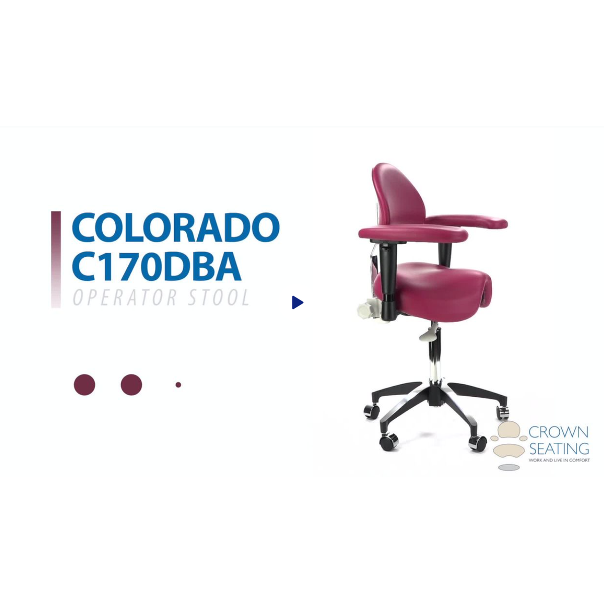Crown Seating Crown Seating Colorado C170D Cradle Operator Saddle Stool with back, C170DB – C170DB