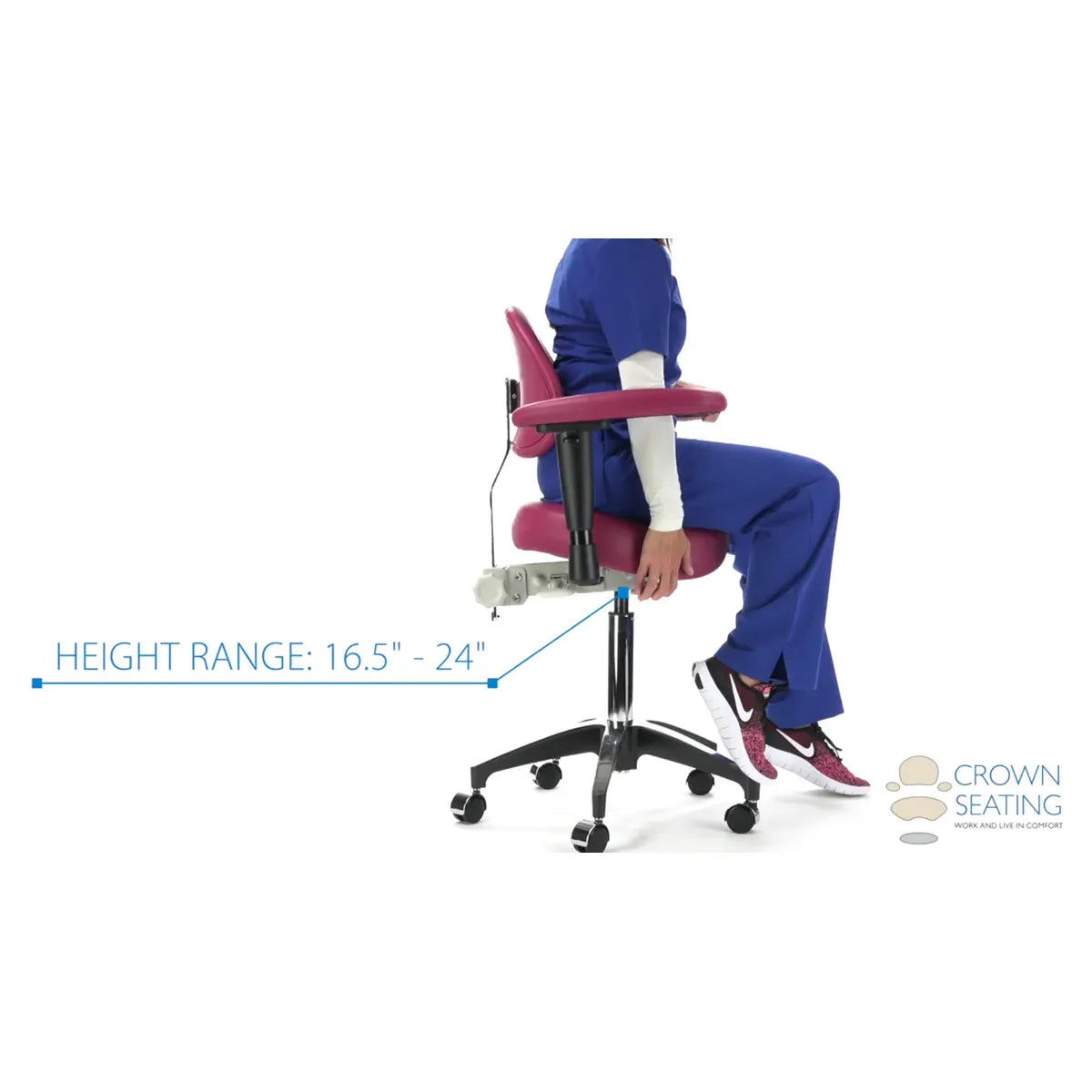 Crown Seating Colorado C170D Cradle Operator Stool w/ back and arms, C170DBA
