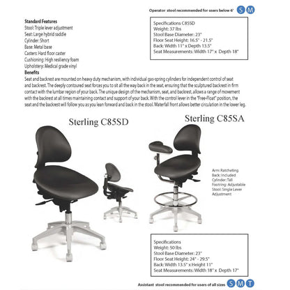 Crown Seating Sterling C85SD Swedish Operator Stool, C85SD