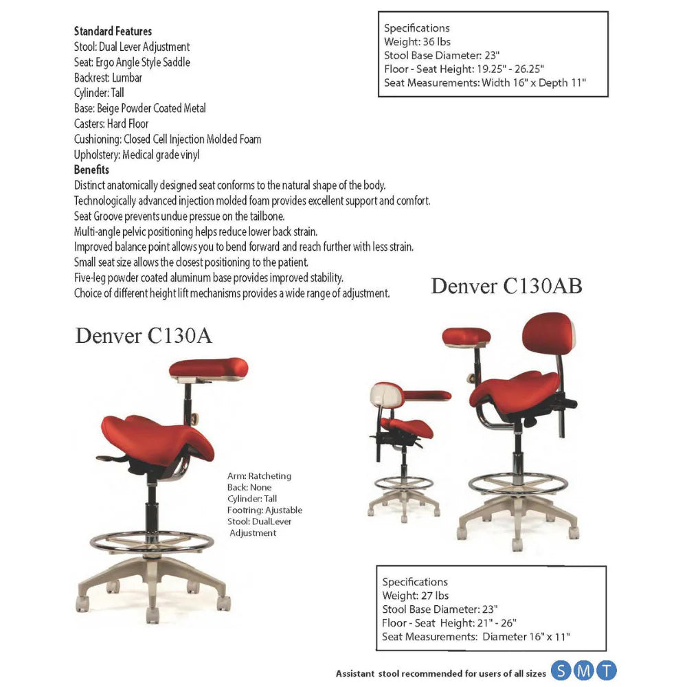 Crown Seating Denver C130A Saddle Assistant Stool, C130A