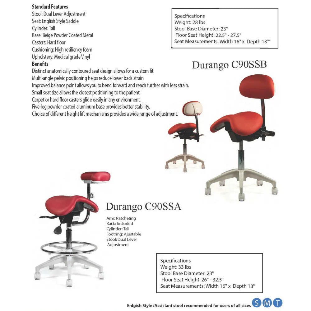 Crown Seating Durango C90SSA English Saddle Assistant Stool, C90SSA