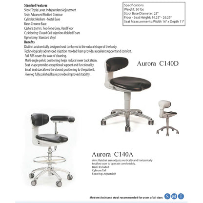 Crown Seating Aurora C140A Modern Assistant Stool (Beige ABS), C140A