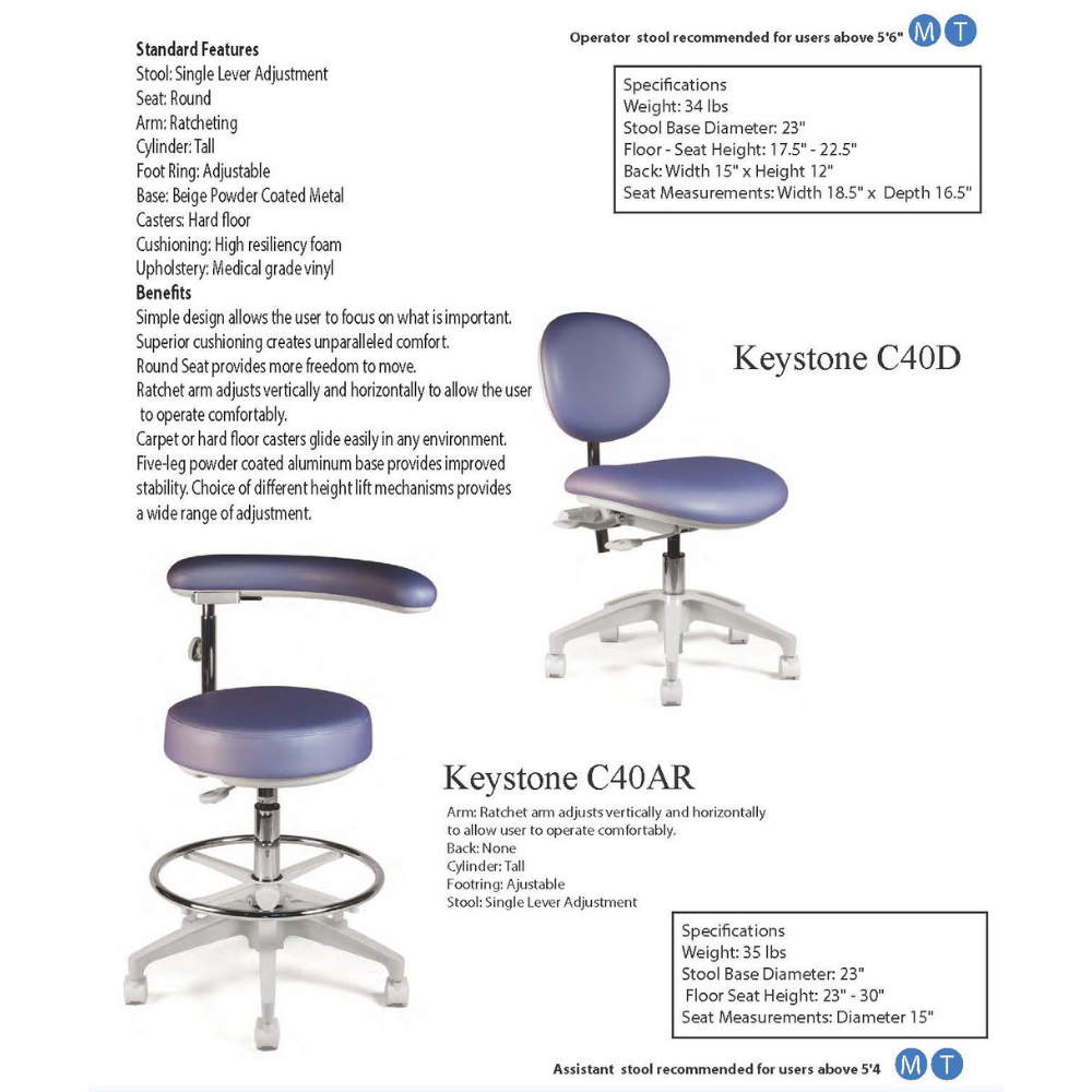 Crown Seating Crestone C20A Assistant Stool, C20A