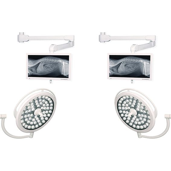 Medical Illumination System Two LED - QUAD - Two 130K Lux Lights & Two Monitor Arms (SD2D2M1M1)
