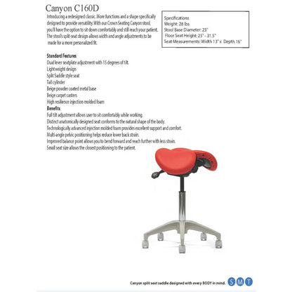 Crown Seating Canyon C160D Split Seat Operator Saddle Stool, C160D