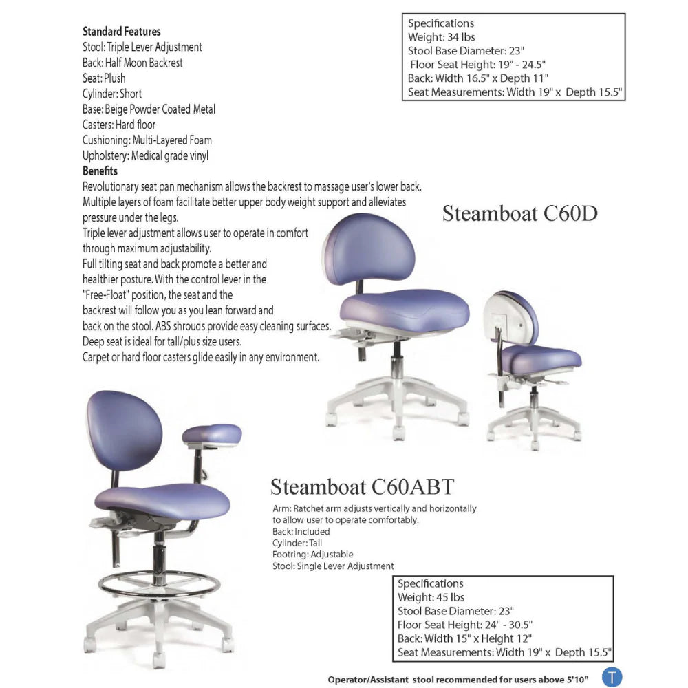 Crown Seating Steamboat C60D Operator Stool, C60D