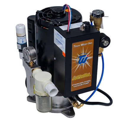 Tech West Goldenvac-3 User Stainless Steel, 1 X 1 Hp, 115/230 Volt, No Recycler, No Sep, VPLG3SS