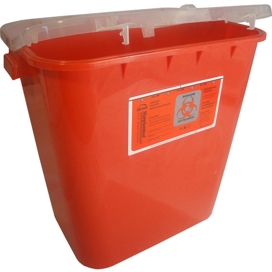 8 Gallon Sharps Container/ Dual Purpose Lid (Case of 10), 108 030