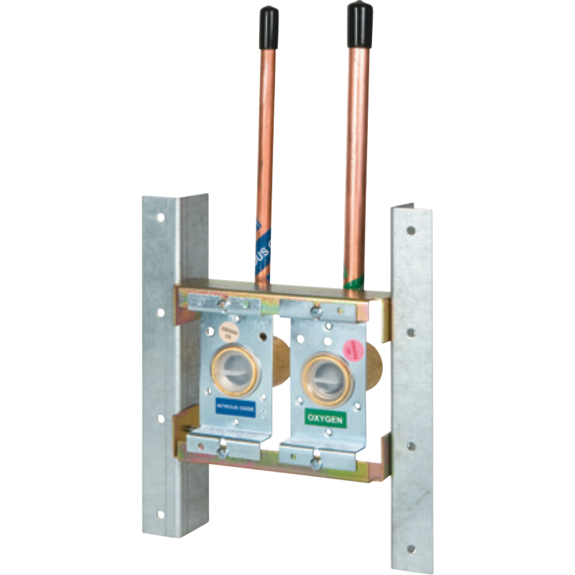 Oxygen/ Vacuum Double Concealed Outlet Rough-In Assembly, 9000-0000-0012