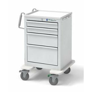 Waterloo Steel 4 Drawer Short Economy Cart, Light Gray, Key Lock, ESGKU-3369-LTG