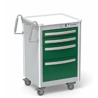 Waterloo Aluminum 4 Drawer Junior Short Med Cart, Fairway Green, JSGKA-3369-FWG