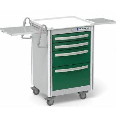 Waterloo Aluminum 4 Drawer Junior Short Med Cart, Fairway Green, JSGKA-3369-FWG