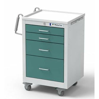 Waterloo Steel 4 Drawer Slim Med Junior Short Cart, Teal, JSGKU-3369-TLG, JSGKU-3369-TLG-CUSTOM