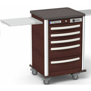 Waterloo Aluminum 5 Drawer Junior Short Cart, All Cherry Wood, Push Button Lock, JSHSA-33366-CHY