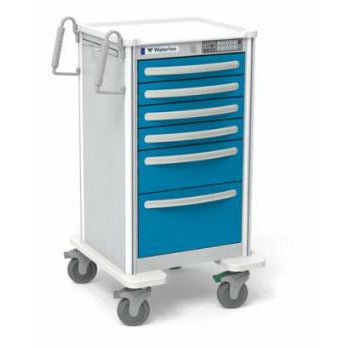 Waterloo Aluminum 6 Drawer Junior Tall Cart, Electric Blue, Electronic Lock, JTGEA-333369-ELB
