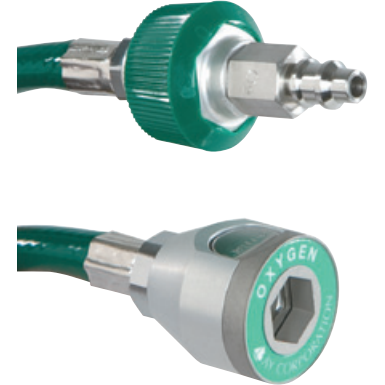 Oxygen Puritan Male Quick Connect and Female Coupler 3FT, 8001-1103