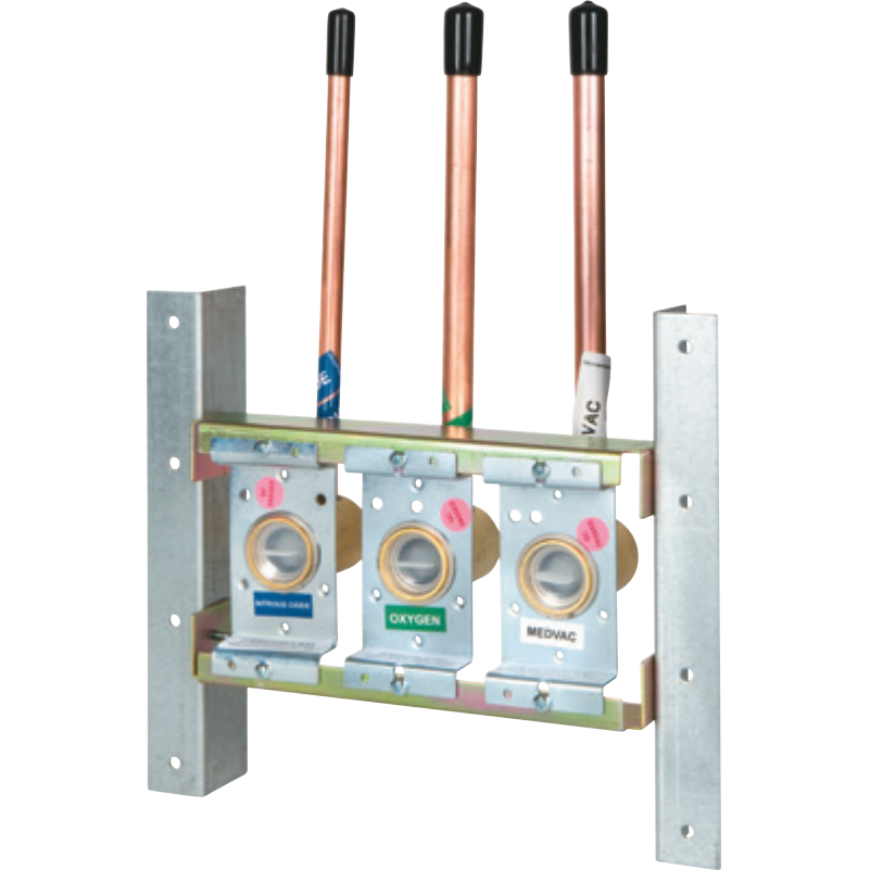 Nitrous Oxide/ Oxygen/ Vacuum Triple Concealed Outlet Rough-In Assembly, 9000-0000-0021