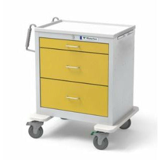 Waterloo Steel 3 Drawer Short Isolation Cart, Light Gray Exterior / Yellow Drawers, Key Lock, USGKU-399-YEL