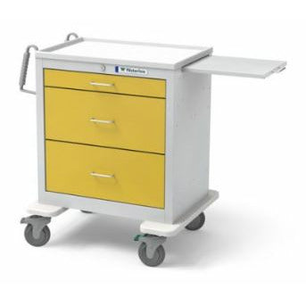 Waterloo Steel 3 Drawer Short Isolation Cart, Light Gray Exterior / Yellow Drawers, Key Lock, USGKU-399-YEL
