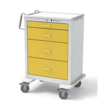 Waterloo Steel 4 Drawer Tall Isolation Cart, Light Gray Exterior / Yellow Drawers, Key Lock, UTGKU-3699-YEL