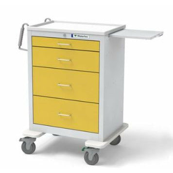 Waterloo Steel 4 Drawer Tall Isolation Cart, Light Gray Exterior / Yellow Drawers, Key Lock, UTGKU-3699-YEL