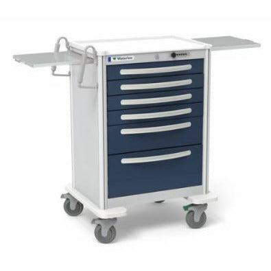 Waterloo Aluminum 6 Drawer Tall Anesthesia Cart, Dark Blue, UTGSA-333369-DKB, simplex lock