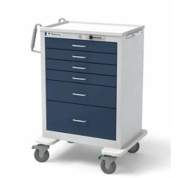 Waterloo Steel 6 Drawer Tall Anesthesia Cart, Dark Blue, Simplex Lock, UTGSU-333369-DKB