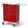 Waterloo Steel 6 Drawer X-Tall Emergency Cart, Light Gray Exterior / Red Drawers, Lever Lock, UXGLU-333669-RED