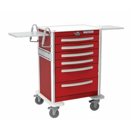 Waterloo Aluminum 6 Drawer X-Tall Aluminum Emergency Cart, Light Gray Exterior / Red Drawers, UXGLA-333669-RED