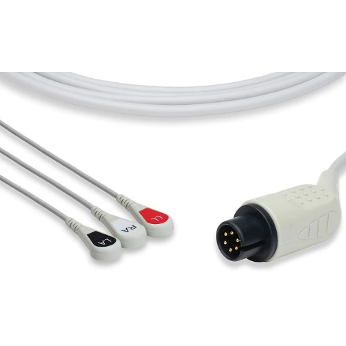 Welch Allyn Compatible Direct-Connect ECG Cable - 3 Lead Snap