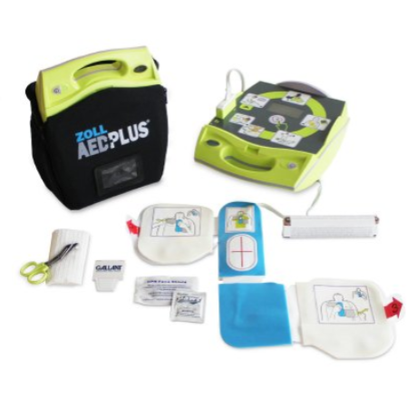 ZOLL AED PLUS WITH PLUSTRAC PROFESSIONAL5, CPR D PADZ, 10 CR123A BATTERIES, AND CARRY CASE, 8000-004004-01